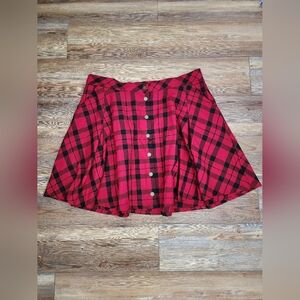 Torrid Skater Button-Front Mini Skirt Red Plaid Women's 2X